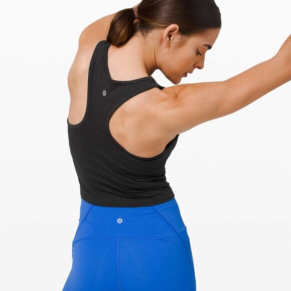 Lululemon Ebb To Street Racerback Crop Tank-Black Cropped Athletic Tank- Size 4 - Picture 4 of 11